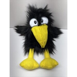 Black Crow Raven Bird Hand Puppet Toy Plush Hairy Fuzzy Squeek My Beek HAYES CO